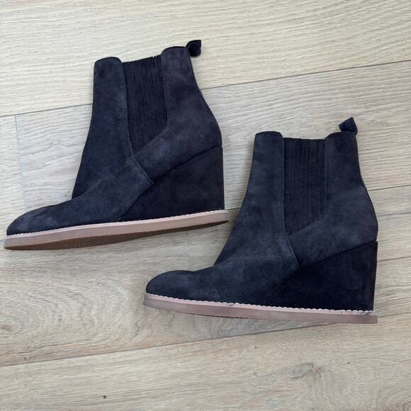 Splendid Wanda Dark Chocolate Brown Suede Wedge Ankle Bootie 8.5 - Picture 7 of 10